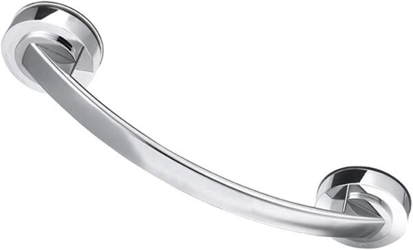 Portable Suction Cup Handrail Assist Handle for Stairs Or Showers Silver Color Strong Suction Suitable for Both Elderly and Children.