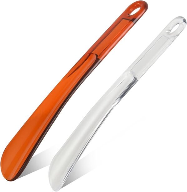 2-Pack 16"/9" Long & Short Shoe Horns, Plastic Shoe Helper for Easy Wear, Ideal for Seniors, Travel & Family.