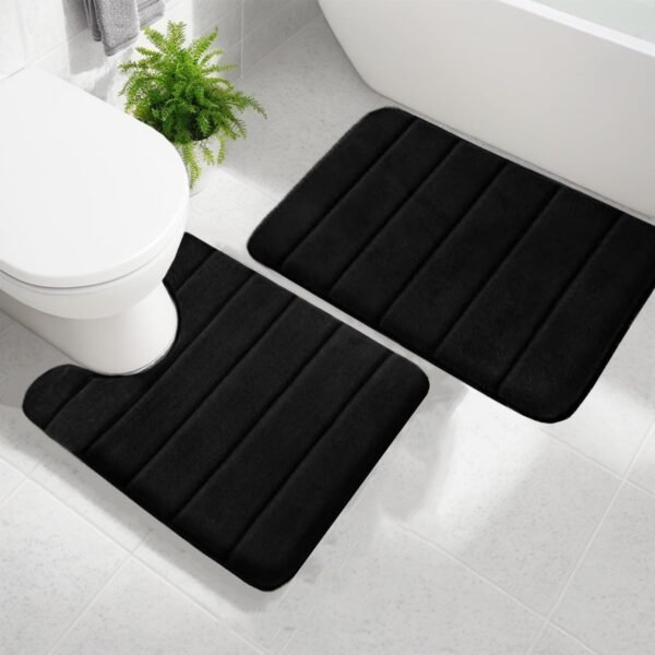 Memory Foam Bathroom Rugs Sets 2 Piece, Extra Soft orbent Quick Dry Bath Mat Set, with U-Shaped Toilet Rug, Machine Washable Non Slip Bath Rugs...