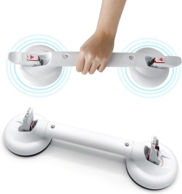 Suction Grab Bar for Shower Bathtub, Heavy Duty Shower Handle with Strong Suction Cup for Bathroom Wall, Max 269lbs Safety Handrails Non-Slip Grip for Seniors Elderly Disabled Handicap, 17 Inch White
