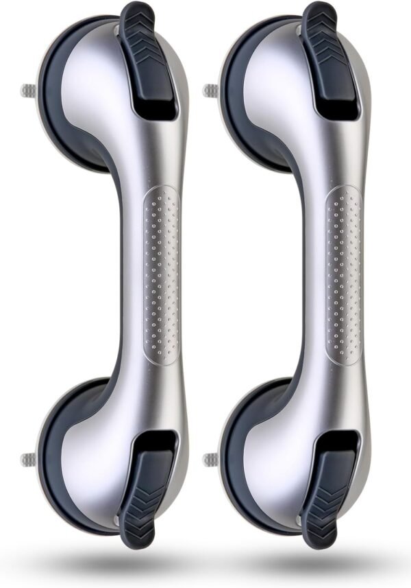 2 Pack Suction Cup Shower Grab Bars for Seniors, Heavy Duty Removable Shower Handles for Bathtubs & Showers, Bath Handrails for Elderly Assistance Products, Bathroom Safety Accessory