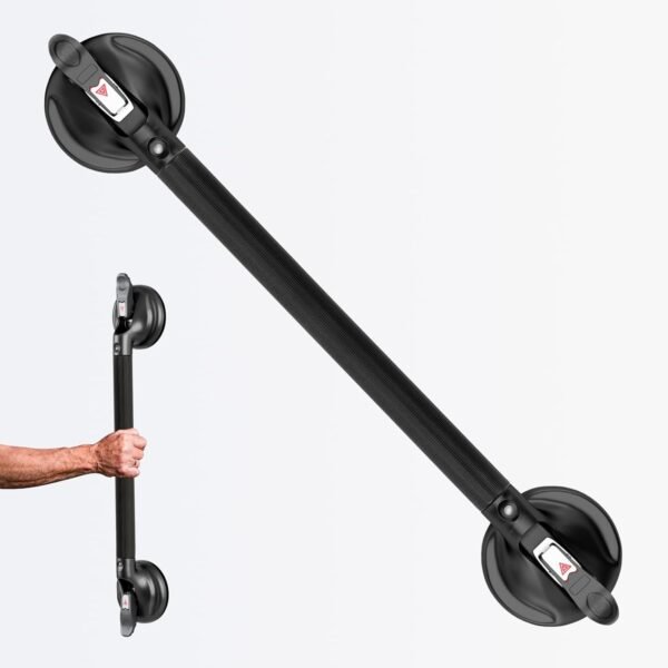 Shower Handle,Shower Handles with Strong Suction Cup Grab Bar,Bathroom Safety Grab Bar for Handicap Elderly Seniors and Disabled,Heavy Duty,Black