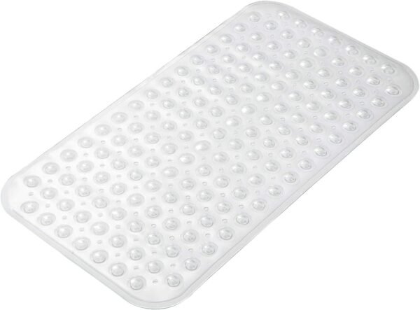 Bath Tub Mat, Medium Size 27.6 x 15 Inches Non-Slip Shower Mats with Suction Cups and Drain Holes, Bathroom Bathtub Mats Machine Washable (Clear)