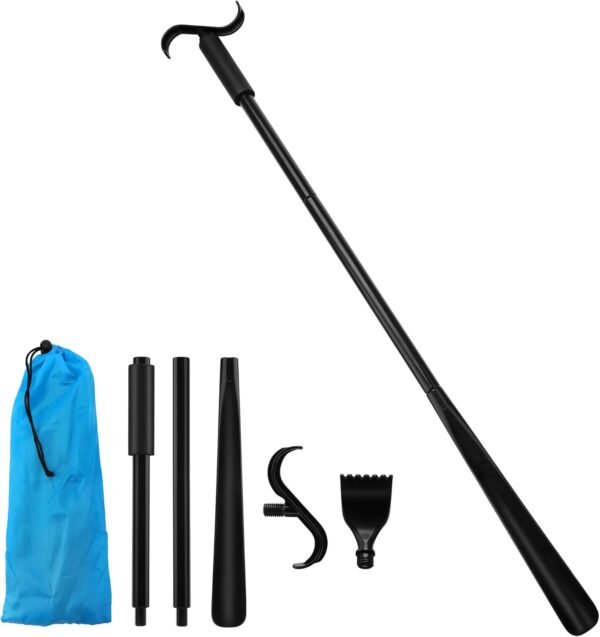35" Long Shoe Horn for Seniors, Dressing Stick, 2 in 1 Long Handle Shoe Horn, Extended Dressing Aid for Socks, Shirts, Pants, Back Scratcher, Shoes Helper Stick for Senior, Elderly, Disabled
