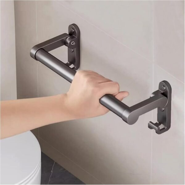 Shower Grab Bar, Folding Grab Bar with Hooks for Tub and Shower, Heavy Duty Shower Handle for Senior Bathroom Grab Bar, Gray30cm