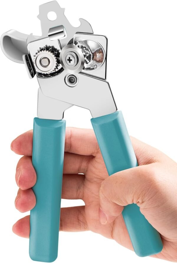 Can Opener Manual,  Can Openers Hand Held with Comfort Anti-Slip Handles, Heavy Duty Stainless Steel Can Opener Smooth Edge and Bottle Openers, Easy Turn Can Openers for Seniors, Kitchen, Green