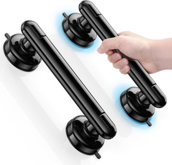 2 Pack Grab Bars for Bathtubs and Showers, No Drilling & Removable Shower Grab Bar Easy to Install, Heavy Duty Suction Grab Bars for Shower, Safety Shower Handle for Balance (11 inch)