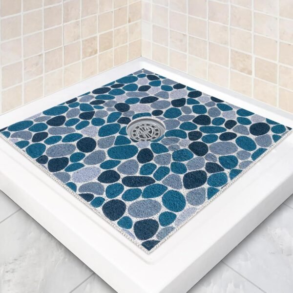 Square Shower Mat Non Slip: 24 x 24 Inch Shower Mats with Drain Hole in Middle -  Loofah Anti Slip Shower Floor Matt for Inside Shower