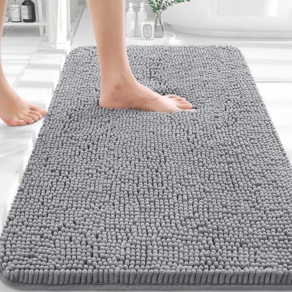 Bathroom Rugs 30x20, Extra Soft orbent Chenille Bath Rugs, Rubber Backing Quick Dry, Machine Washable Bath Mats for Bathroom Floor, Tub and Shower, Home Decor Accessories, Grey